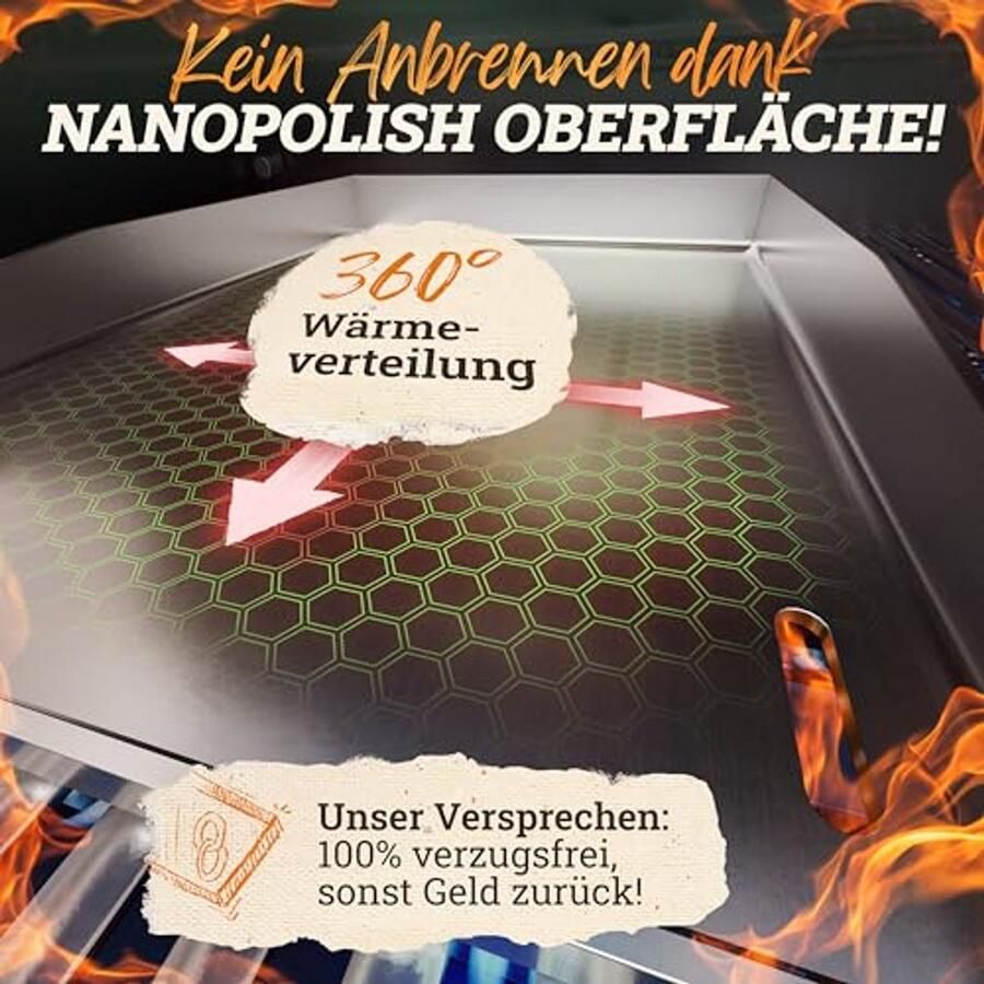 Grillplaat Plancha 20 x 40 cm met Houten Handvat en Grillspatels