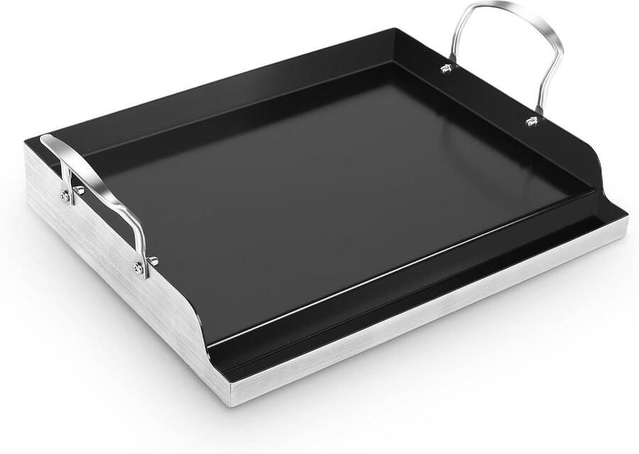 Grillplaat Plancha Bakplaat Barbecueën Keramische Anti-aanbaklaag 43 x 33 cm Zilver