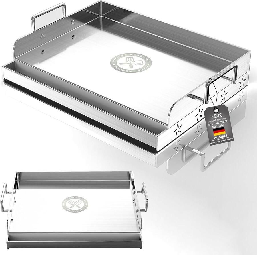 Grillplaat Plancha Bakplaat BBQ Buiten Koken Gelijkmatige Verwarming 58 cm Zilver