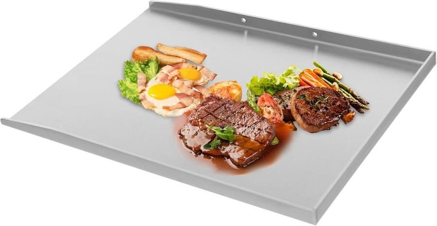 Grillplaat Plancha Bakplaat Buiten Koken Vaatwasserbestendig 48 x 34 cm Zilver