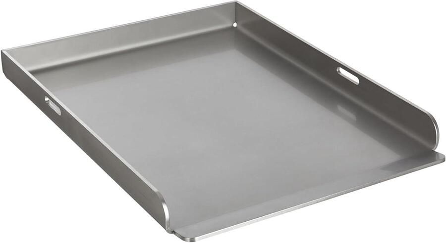 Grillplaat Plancha Bakplaat Roestvrij Buiten Koken Massief 4mm Materiaal 37 x 30 cm Zilverkleurig