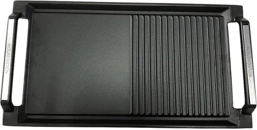 Grillplaat Plancha Gietijzeren pan Voor inductie Dubbelzijdig grillen 43.7 x 22.9 cm Zwart