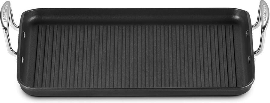 Geribbelde Grillplaat Rechthoekige Pan Buiten Koken PFOA-vrije Anti-aanbak 35 cm Mat Zwart