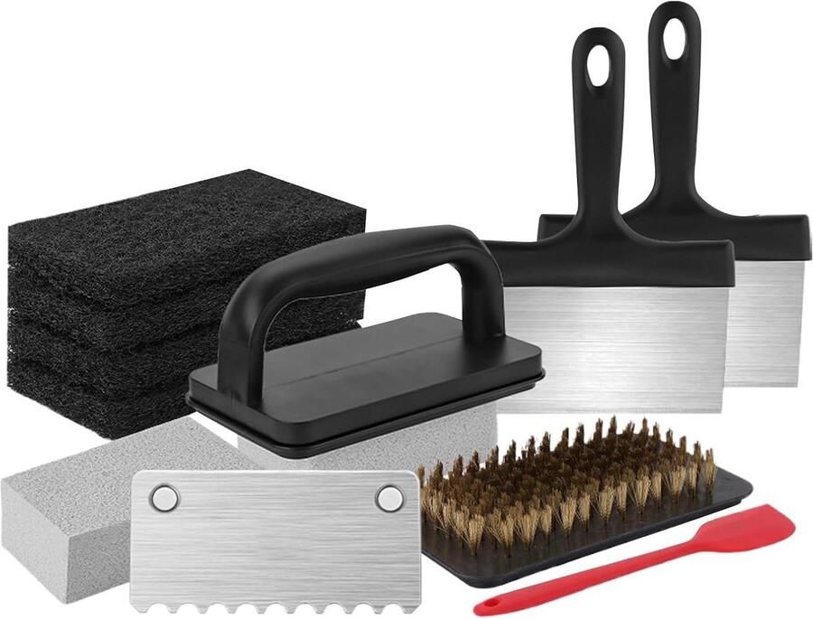 Grillplaat Reiniger Kookplaat Schraper Efficiënt Onderhoud Hittebestendig Ergonomisch 1.34 kg Grijs