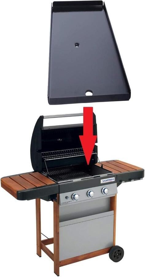 Grillplaat Reserveonderdeel Plaat Barbecue Onderhoud Origineel Onderdeel 22.5 x 45 cm Zwart
