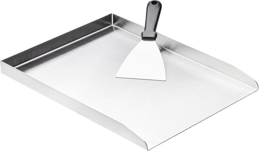 Grillplaat Roestvrij Staal Bakplaat BBQ Gelijkmatig Grillen Verhoogde Zijranden 40 x 30 cm