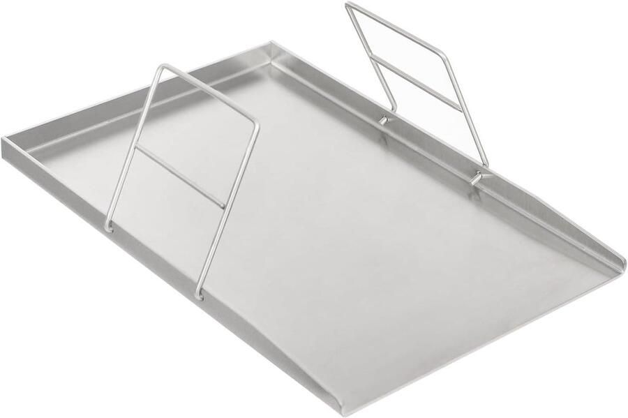 Grillplaat Roestvrij Staal Barbecue Pan Buiten Koken Met Handvatten 45 x 30 cm Zilver