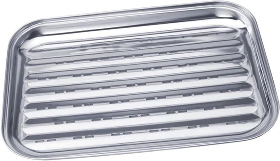 Grillplaat RVS Bakplaat Barbecue Buiten Koken Gestructureerd Oppervlak 35x24x3 cm