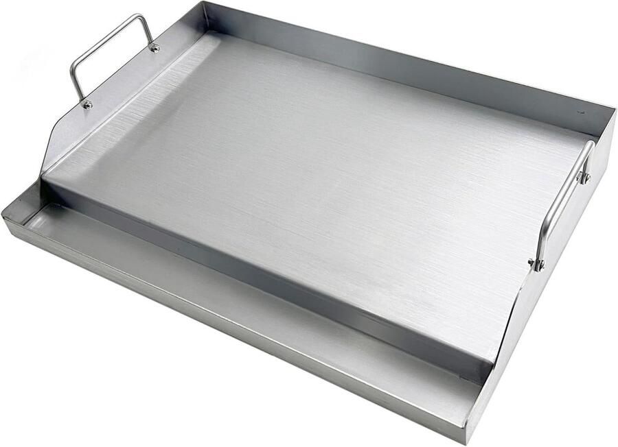 Grillplaat RVS Bakplaat Barbecue Buiten Koken Universeel Passend 46x32x7 cm Zilver