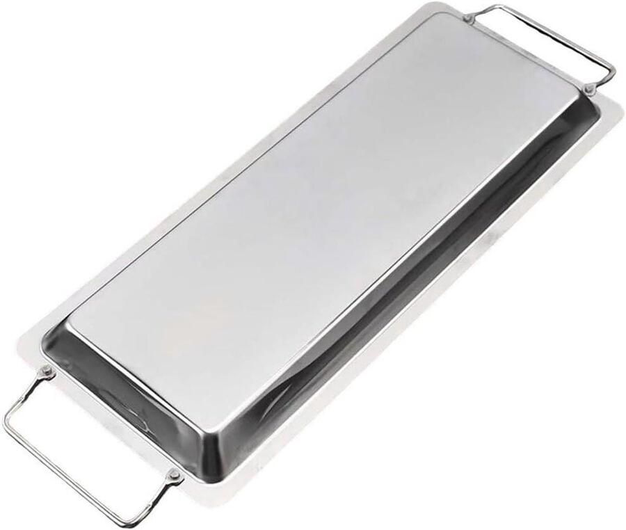 Grillplaat RVS Bakplaat BBQ Buiten Koken Anti-aanbaklaag 45.2 x 16 cm Zilver