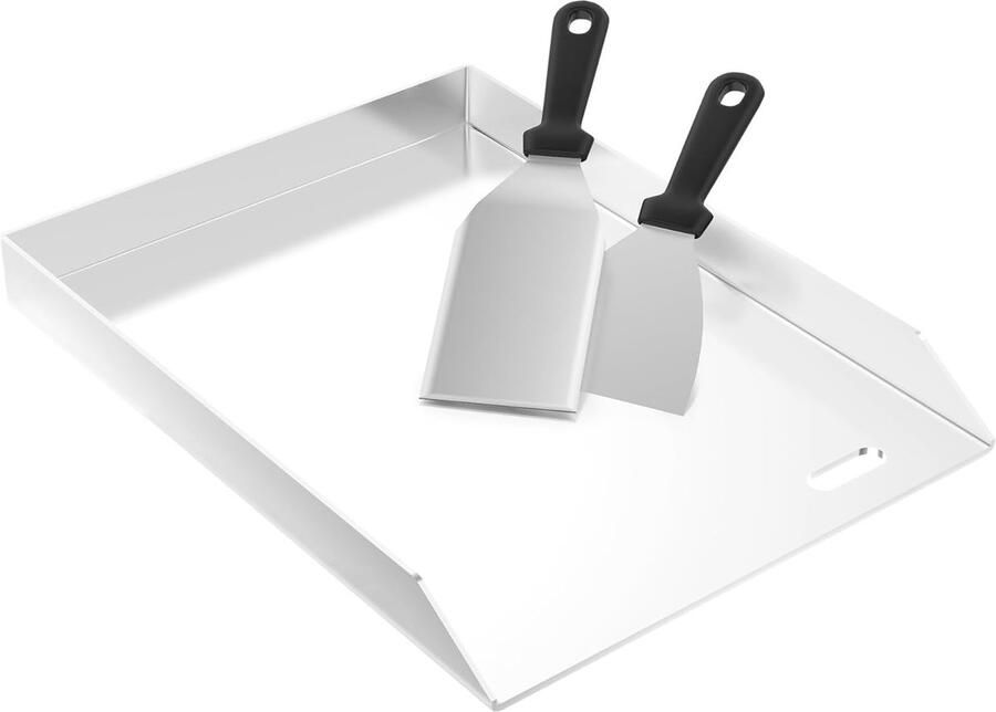 Grillplaat RVS Bakplaat BBQ Buiten Koken Vet Afvoer Gat 30 x 40 cm Zilverkleurig
