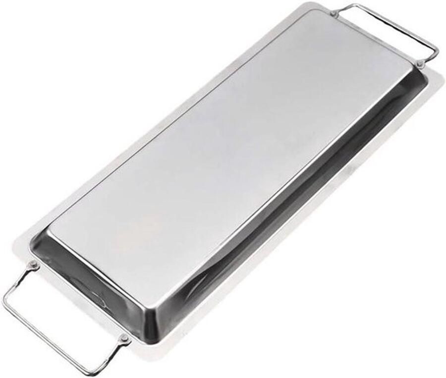 Grillplaat RVS Bakplaat Pan Buiten Koken Met Handvatten 45x16 cm Zilver