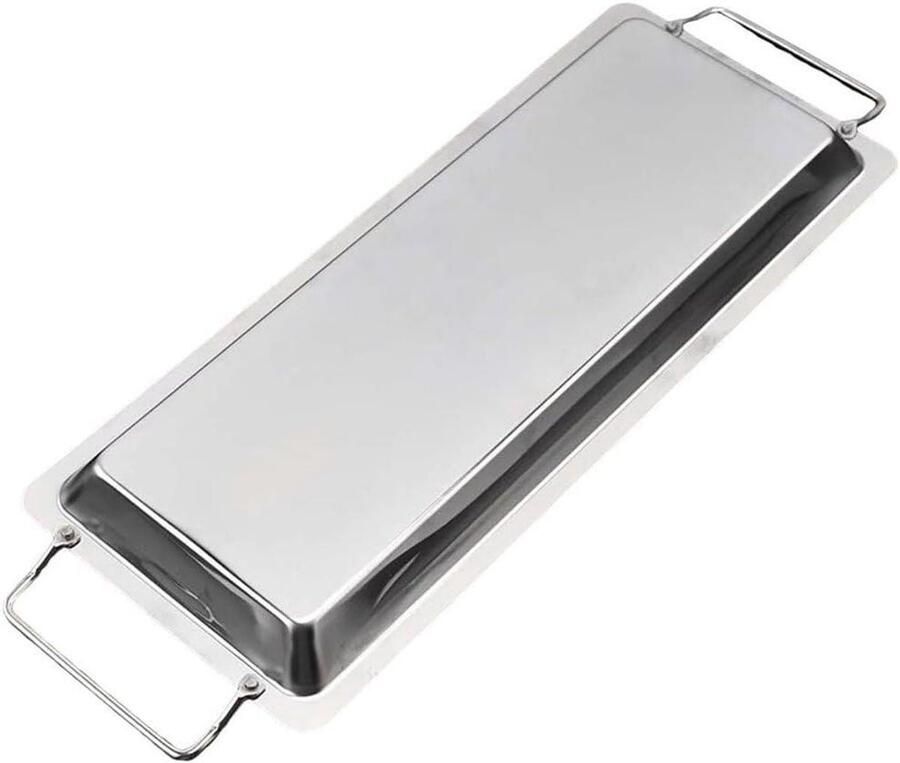 Grillplaat RVS Bakplaat Pan Buiten Koken Met Handvatten 45x16 cm Zilver