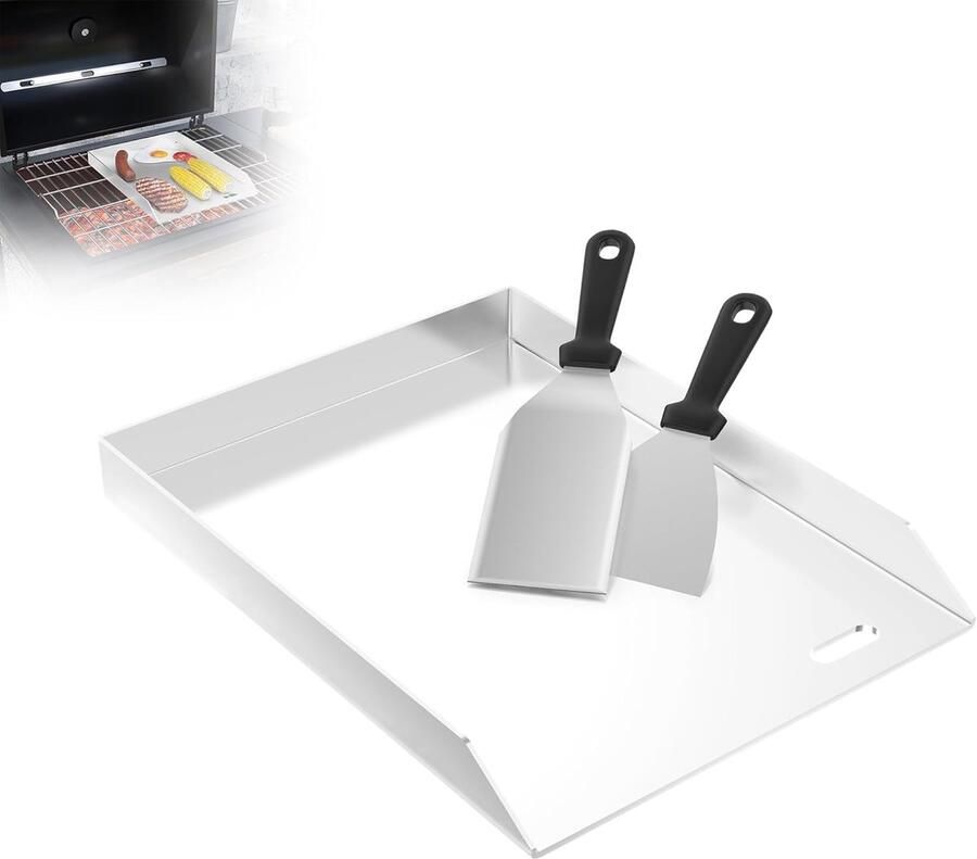 Grillplaat RVS Bakplaat Plancha Buiten Koken Gelijkmatige Warmte 30 x 40 cm Zilver