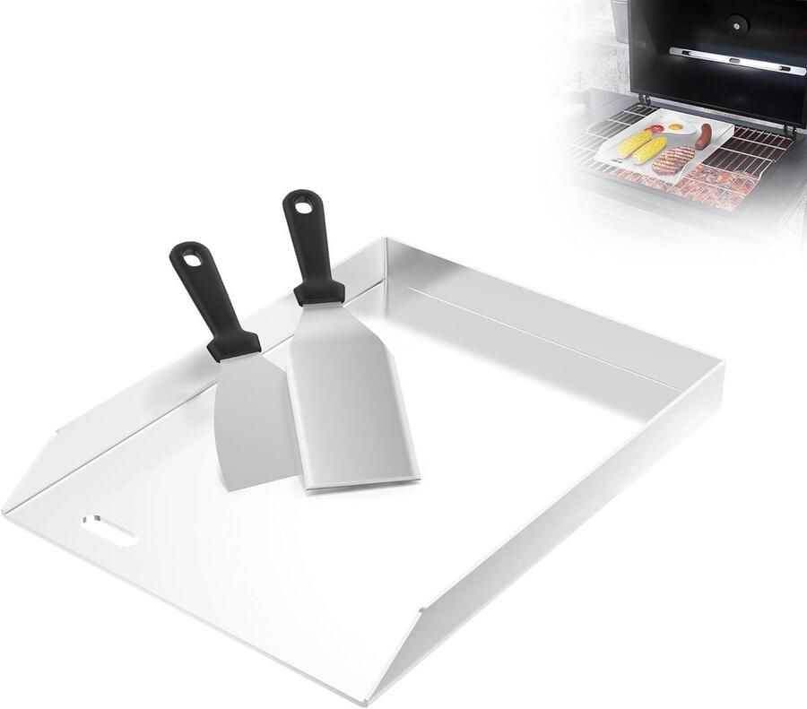 Grillplaat RVS Bakplaat Plancha Buiten Koken Gelijkmatige Warmte 30 x 40 cm Zilver