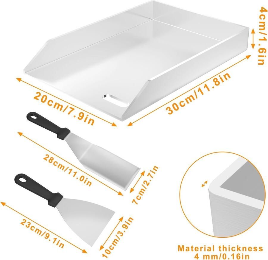 Grillplaat RVS BBQ Plancha Buiten Koken Geïntegreerde Vetgoot 20x30x4 cm Zilver