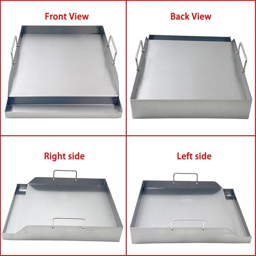 Grillplaat RVS Platte Bakplaat Buiten Koken Universele Pasvorm 40x32x7 cm Roestvrij Staal