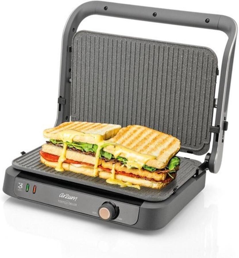 Grillplaat Sandwichmaker 1800 Watt Vermogen 15 x 15 cm Afmetingen Metaal En Kunststof Voor Tosti En Grill
