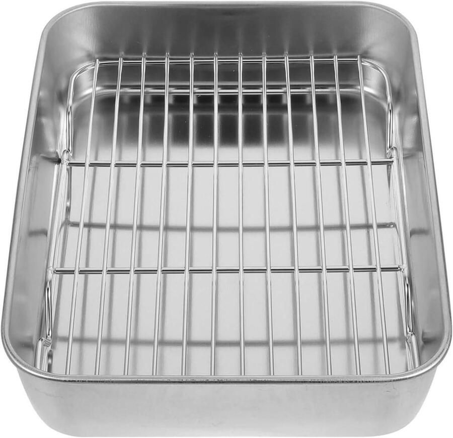 Grillplaat Set Bakplaat Oven Koken Bakken Roestvrij Staal 23 x 17 cm Zilver