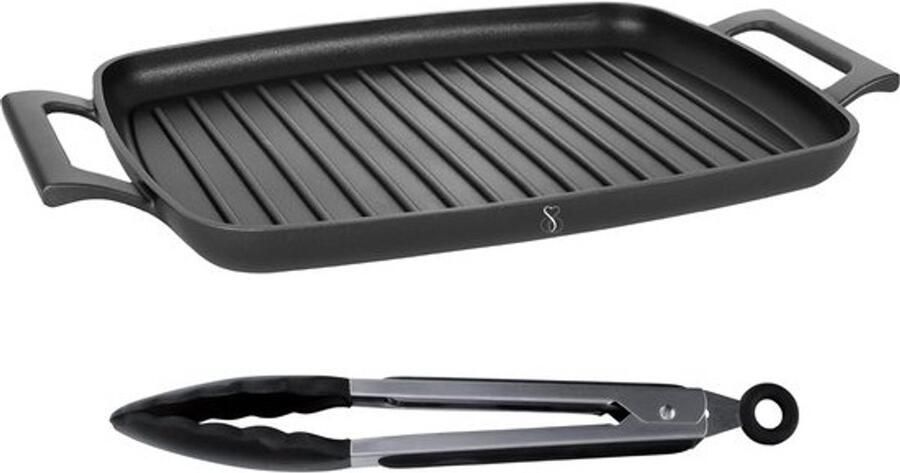 Professionele grillplaat van steen met extreem anti-aanbaklaag Rechthoekig 47 x 29 x 3 7 cm