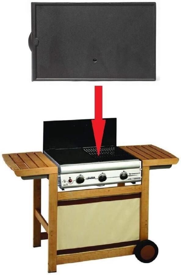 Grillplaat Vervanging Gietijzeren Rooster Buiten Koken Origineel Onderdeel 46 x 30 cm Grijs