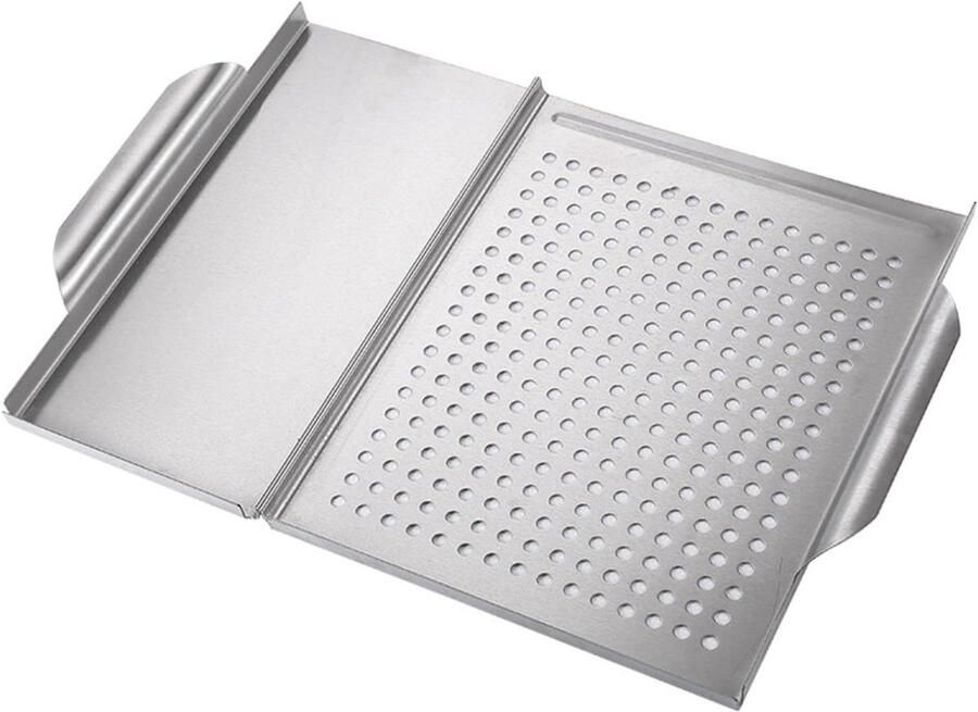 Grillplaat Vierkant Bakplaat RVS Buiten Koken Roestvrij Staal 45 x 30.7 cm Zilver
