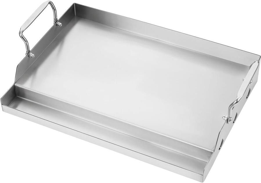 Grillplaat voor BBQ Roestvrij staal 46 x 32 x 7 cm Universele Grillplaat voor Gas- en Houtskoolbarbecues Voor Buiten en Camping