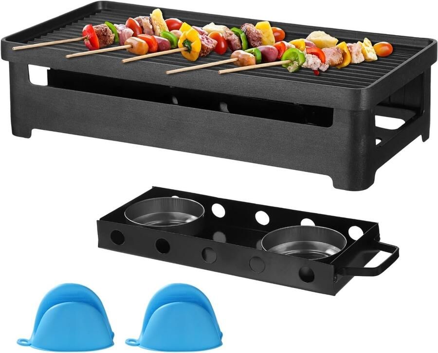 Grillplaat Warmteplaten Barbecue Accessoires Buiten Koken Draagbaar Ontwerp 34.5 cm Zwart