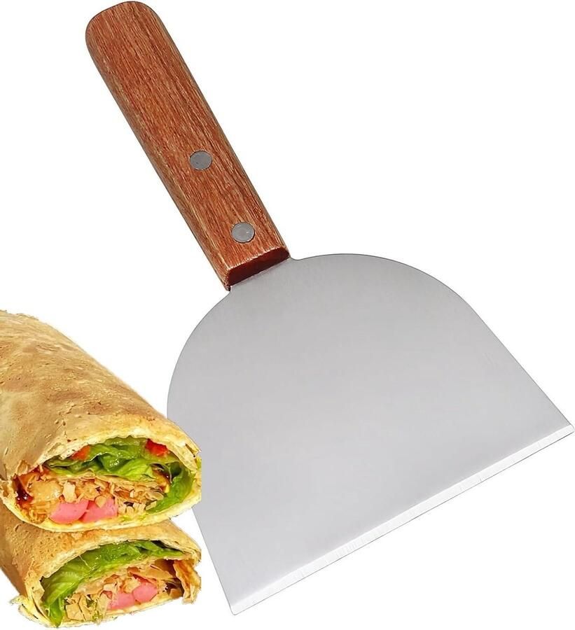 Grillplaatschraper Roestvrij Staal Bakplaat Schraper Barbecue Reinigen Afgeschuinde Randen 22x13 cm Zilver
