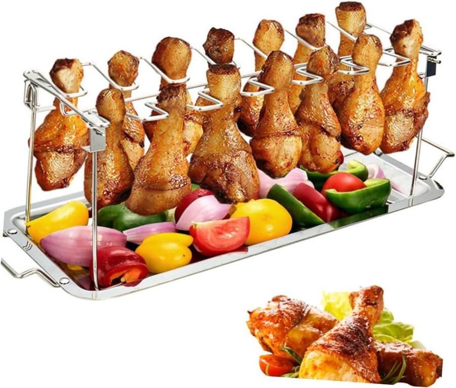 Grillrek Bakpan Barbecue Accessoires Buiten Koken Grote Capaciteit 38.5 x 16.5 cm Zilver