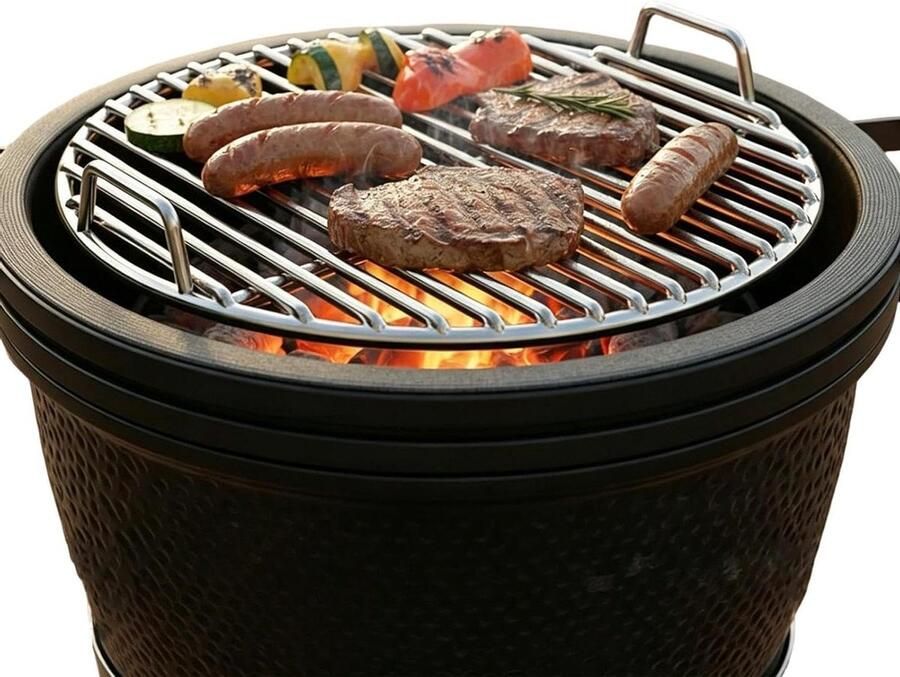 Rond Grillrooster BBQ rooster kookrooster Outdoor koken Antiaanbaklaag 35 cm Zilver