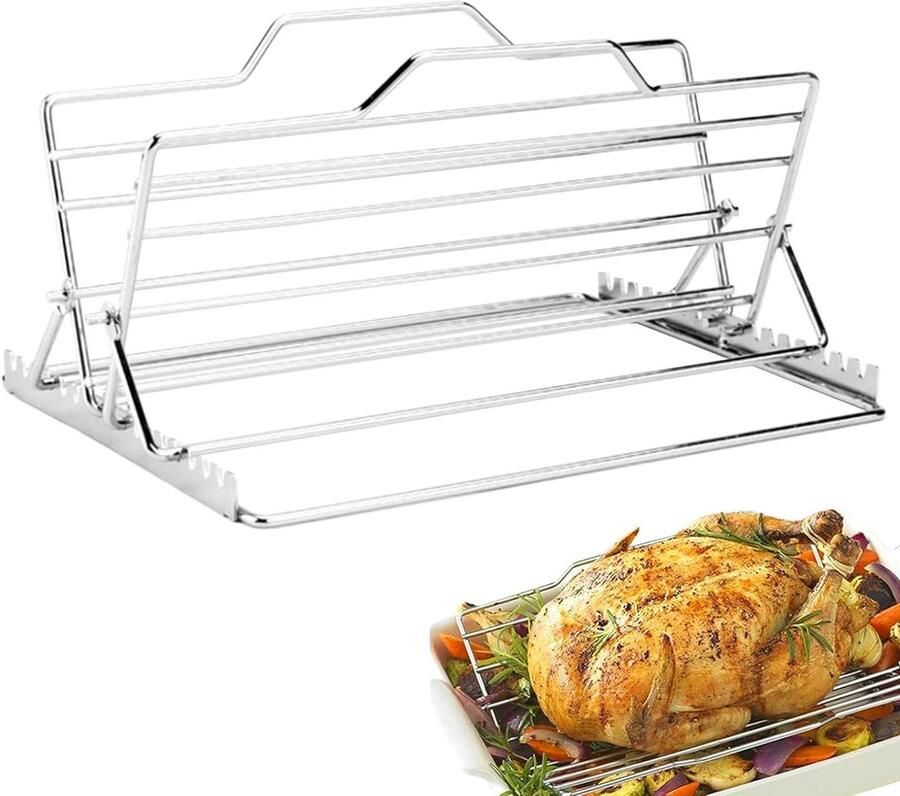 Grillrek Barbecuerek Buiten koken Antiaanbaklaag 26 cm Zilver