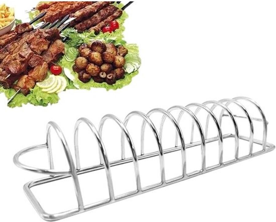 Grillrooster Ribbelhouder Verticale Grillrek Efficiënt Grillen Kantelveilig Stabiel 23 x 7 cm Zilver