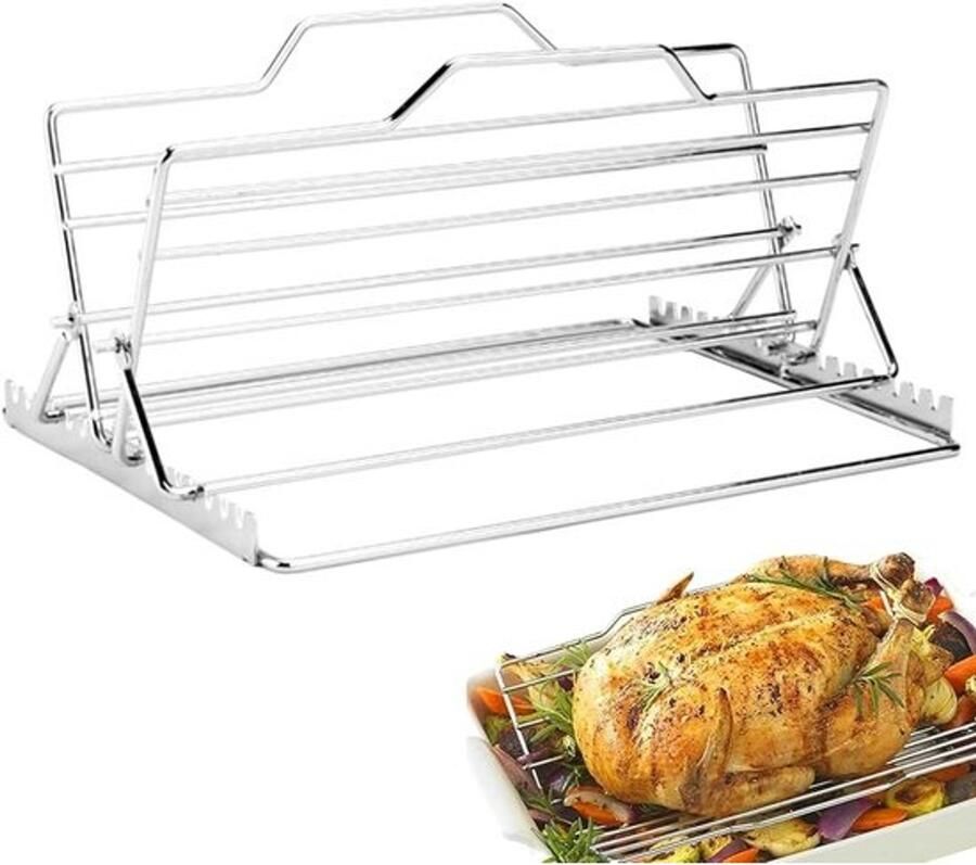 Grillrek BBQ-rek Voor het grillen van gerechten Ruimtebesparend ontwerp 26.5 x 26.4 x 12.4 cm Zilver