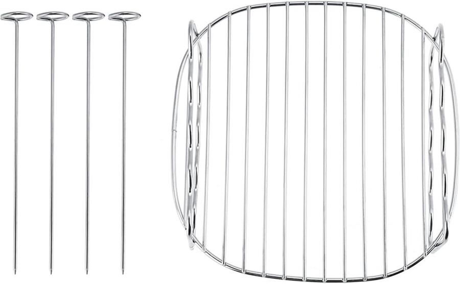 Grillrek Dubbellaags Bakrek Luchtfriteuse BBQ Accessoire Roestvrij Staal 16.7 x 16.5 cm Zilver