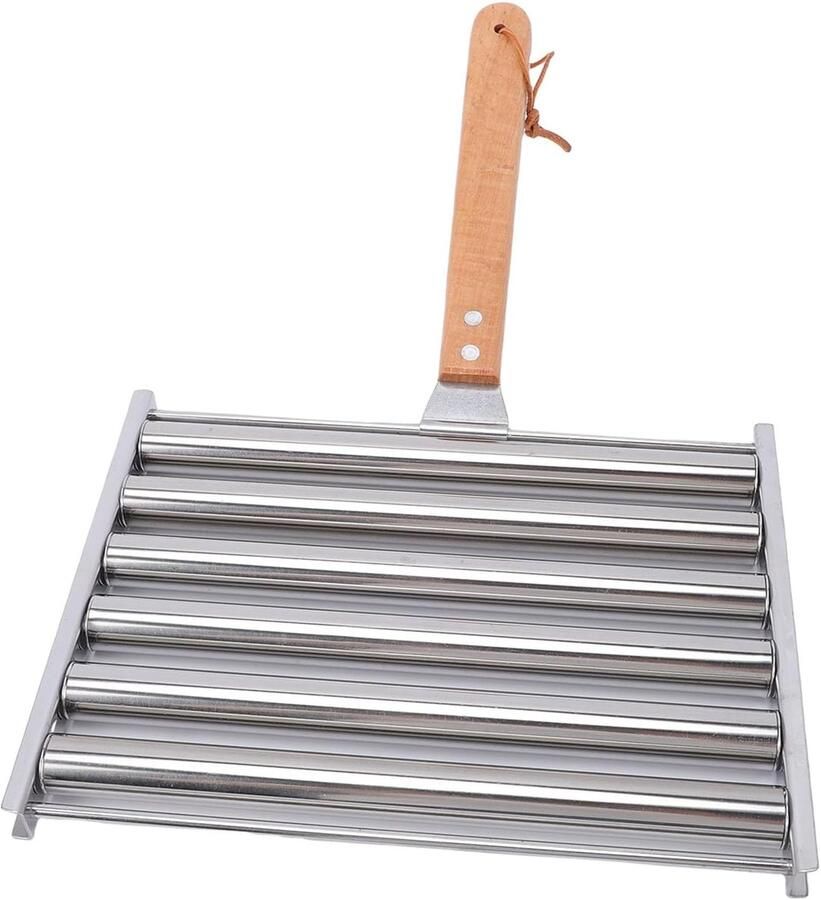 Grillrek Hotdog Roller Gelijkmatig Grillen 5 Hotdogs Tegelijk 25 x 20 cm Zilver