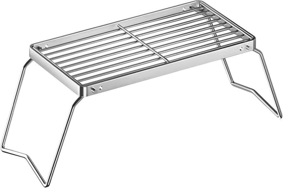 Grillrek Kookstandaard Bakplaat Outdoor Koken Opvouwbaar Draagbaar 30 x 180 x 30 mm Zilver