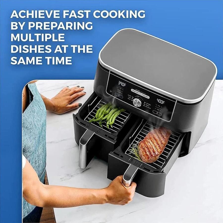 Grillrek met Spiesjes Airfryer Accessoires Barbecue Koken Roestvrij Staal 13x20x7cm Zilver