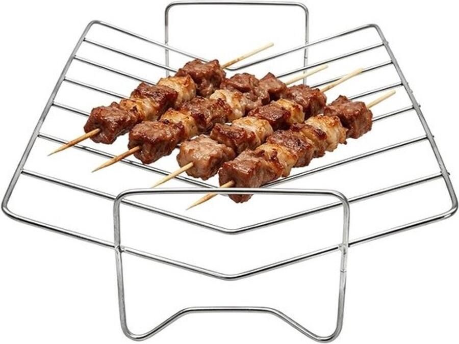 Grillrek Roestvrij Staal Ribbenhouder Barbecue Vlees Roosteren V-vormige Hete Luchtstroom 29 x 21 x 8 cm