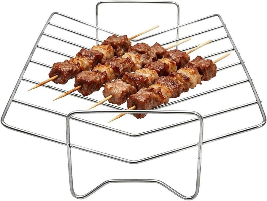Grillrek Roestvrij Staal Ribbenhouder Barbecue Vlees Roosteren V-vormige Hete Luchtstroom 29 x 21 x 8 cm