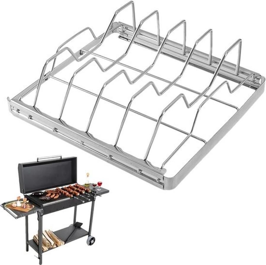 Grillrek Roestvrijstaal Barbecue Kookrooster Vlees Groente Grillen Gelijkmatige Warmte 27 x 22 cm Zilver