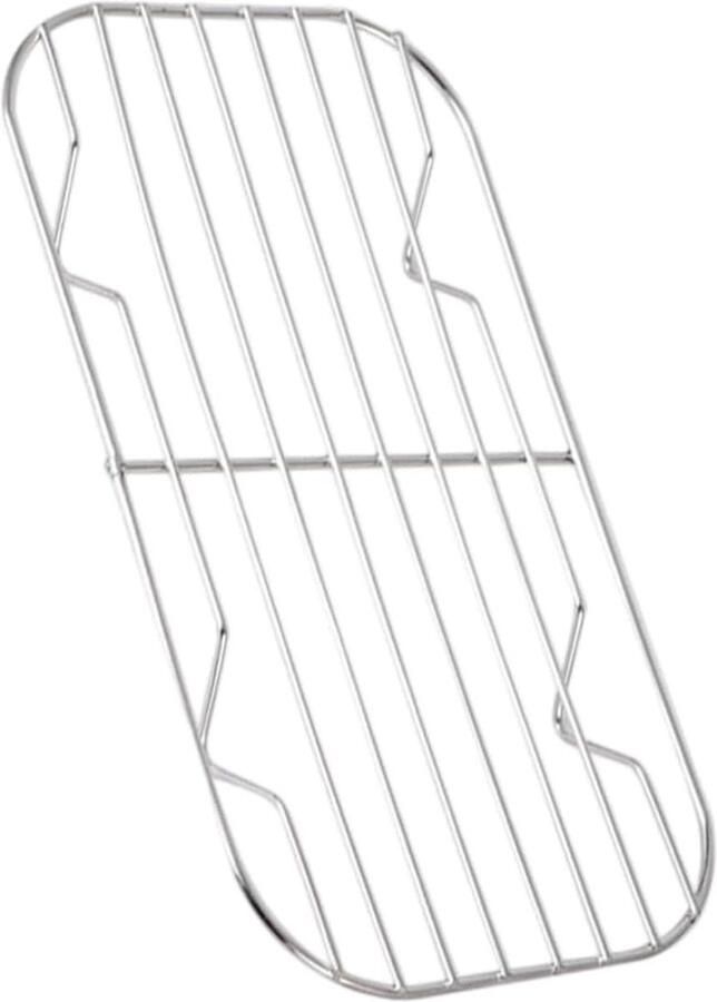 Grillrek RVS Barbecue Pan Stoomrek Buiten Koken Olie Afvoer 37 x 11 x 5 cm Zilver
