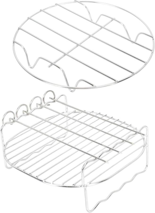 Grillrek Stoomrek Keuken Accessoire Koken in Airfryer Roestvrij Staal 17 x 17 x 8 cm Zilver