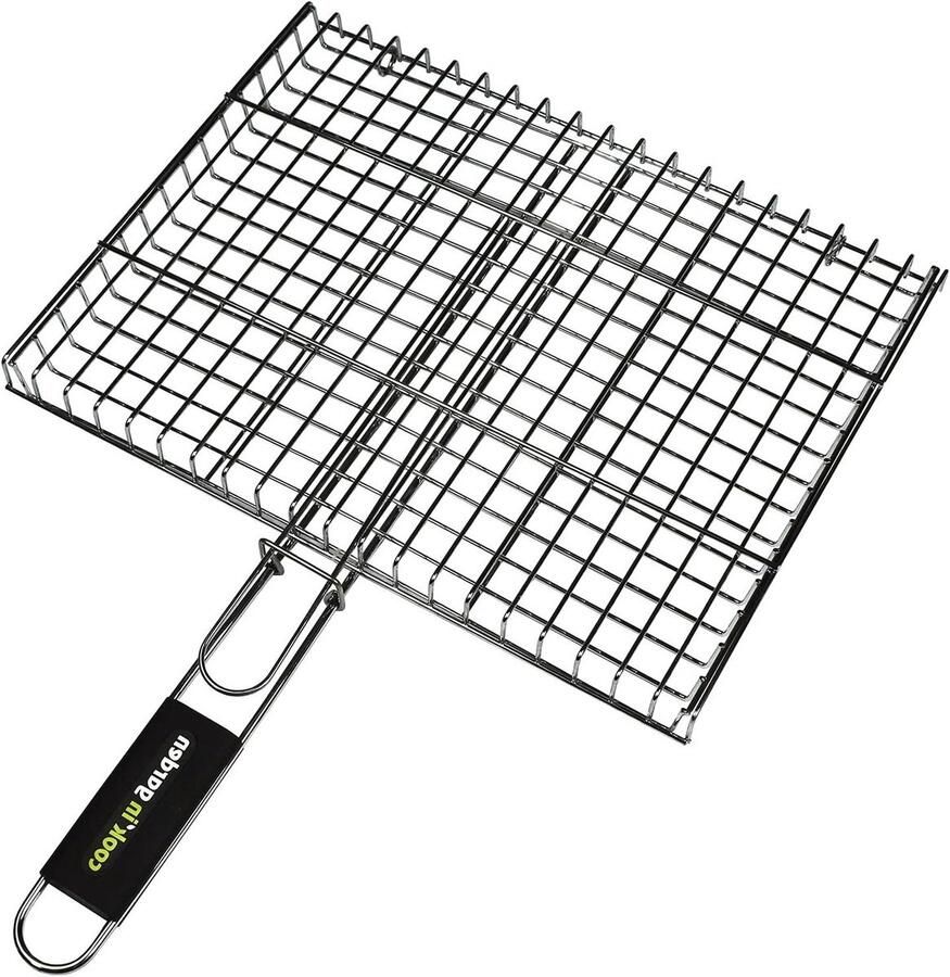 Grillrooster Barbecue rooster Buiten koken Soft-touch handvat 40 x 30 cm Zilver
