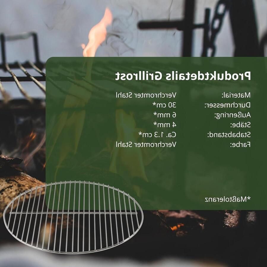 Grillrooster Barbecue rooster Buiten koken Verchroomd staal 30 cm Zilver