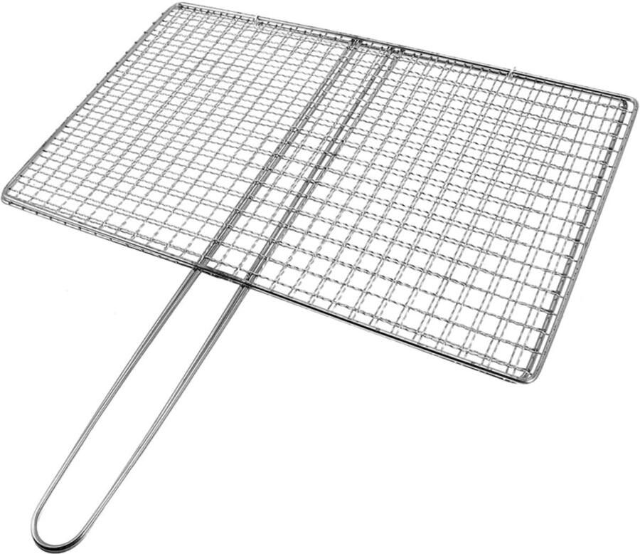 Grillrooster Barbecue Visstomer Warmhoudrek Veelzijdig Koken Verdikt Roestvrij Staal 24x35 Cm Zilver