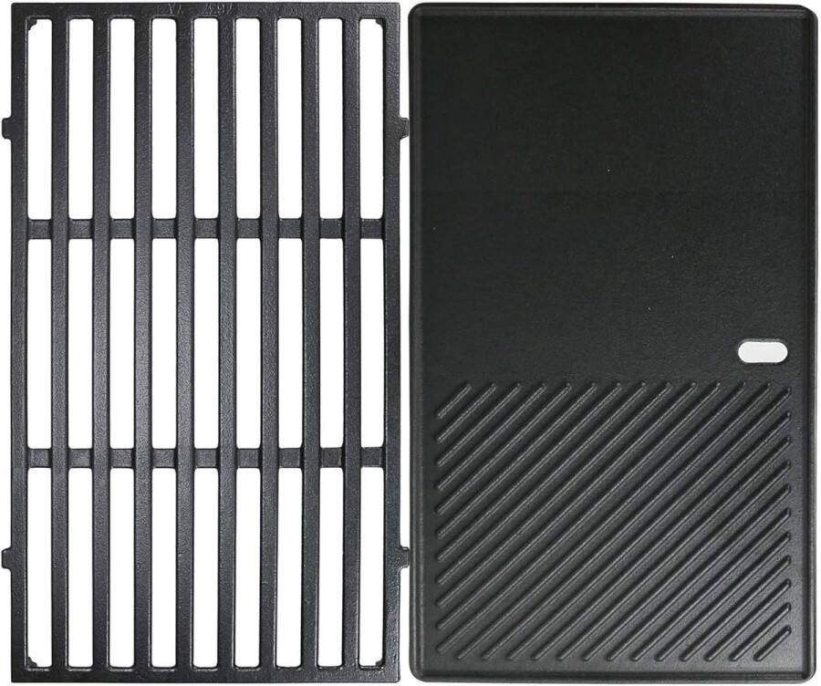 Grillrooster BBQ rooster Bbq Accesoires 2 Stuks Gietijzeren Grillplaat Robuust Rechthoekig 44.5 x 60cm Zwart