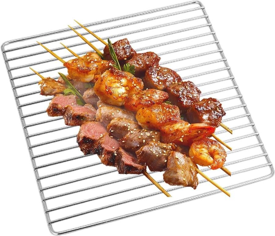 Grillrooster BBQ rooster Buiten koken Roestvrij staal 30 x 25 cm Zilver