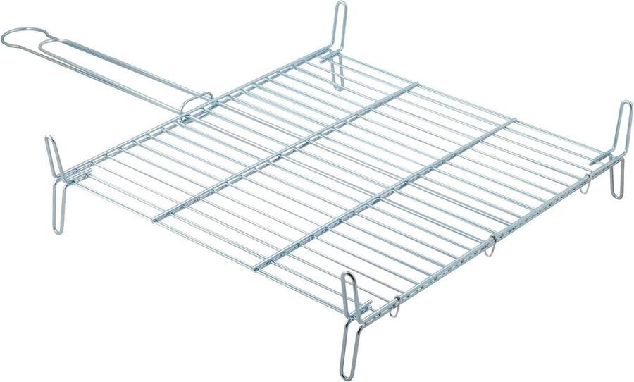 Grillrooster Dubbel Barbecue Rooster Buiten Koken Alloy Steel 50 x 50 cm Zilver