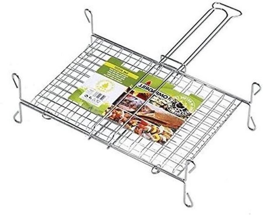Grillrooster Dubbel BBQ rooster Buiten koken Met poten 22 x 27 cm Aluminium